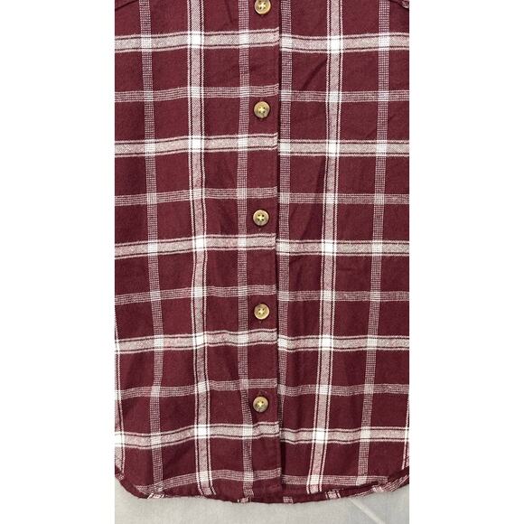 Abercrombie & Fitch Button Up Shirt Womens Red Plaid Long Sleeve Flannel Med - Picture 7 of 10